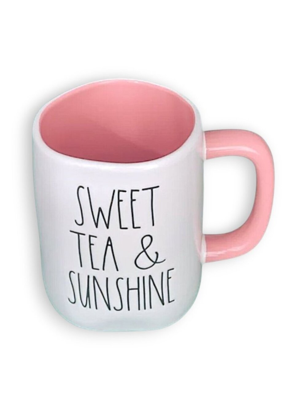 Rae Dunn "Sweet Tea and Sunshine" White and Pink 16oz Ceramic Mug